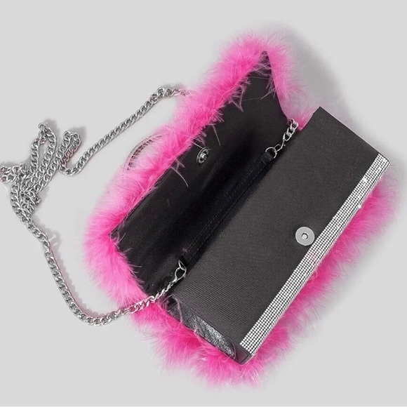 Rhinestone and Ostrich Feather Top Handle Bag - Picture 4 of 5